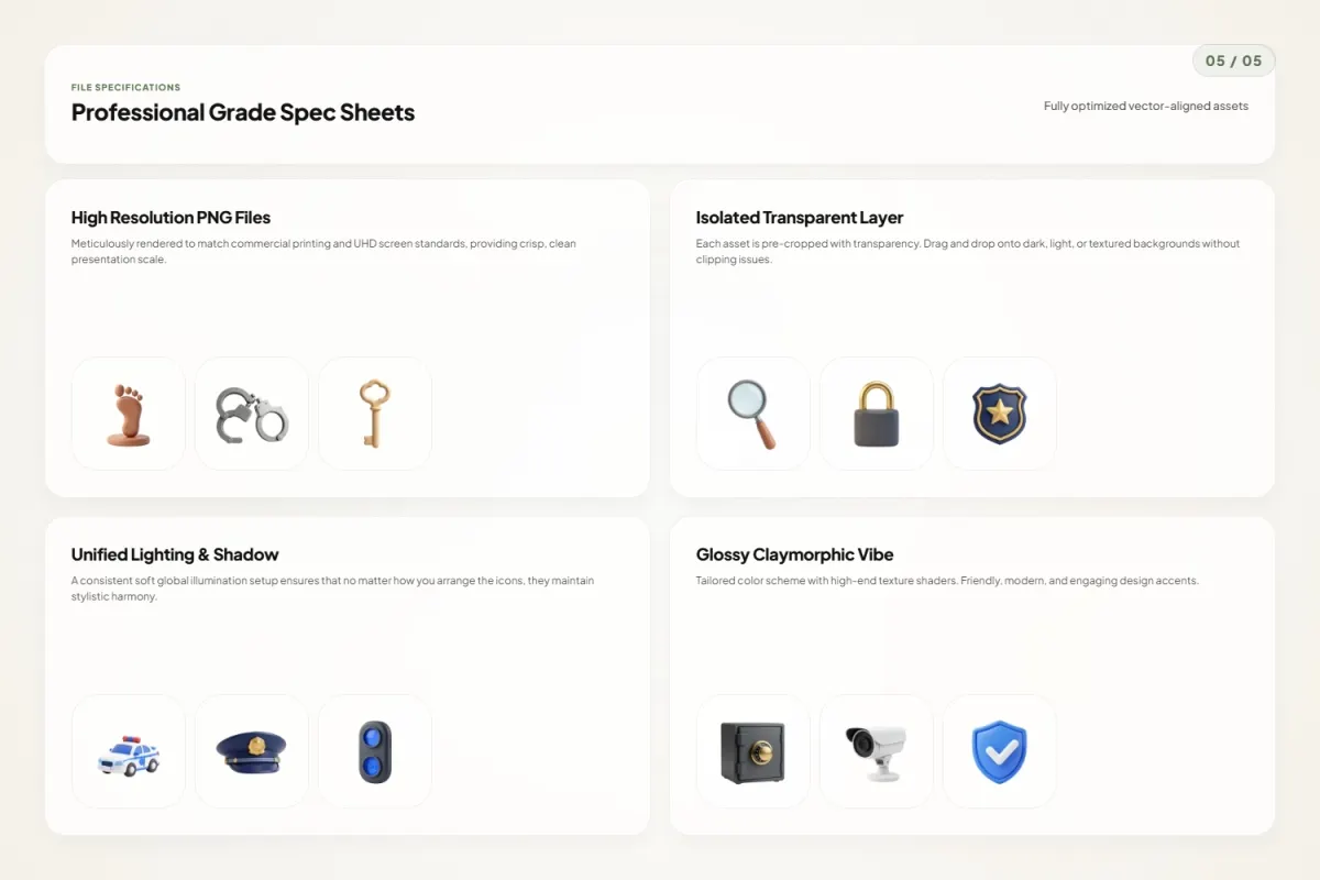 3D Crime & Security Icons