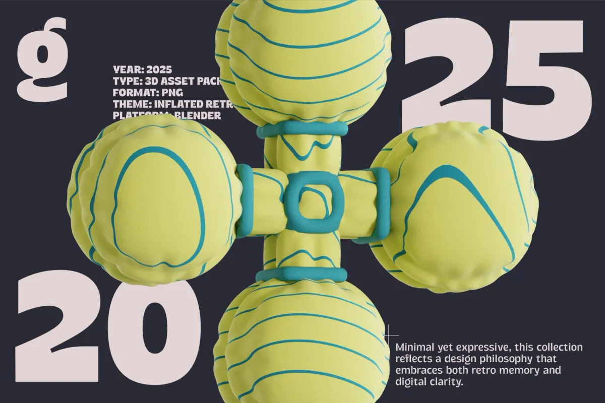 Inflated Abstract 3D Colorful Shapes