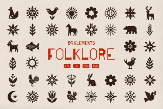 Folklore — 54 Folk Art Vector Elements