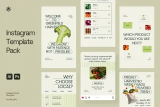 Groceries Instagram Pack (AI, PSD, EPS)