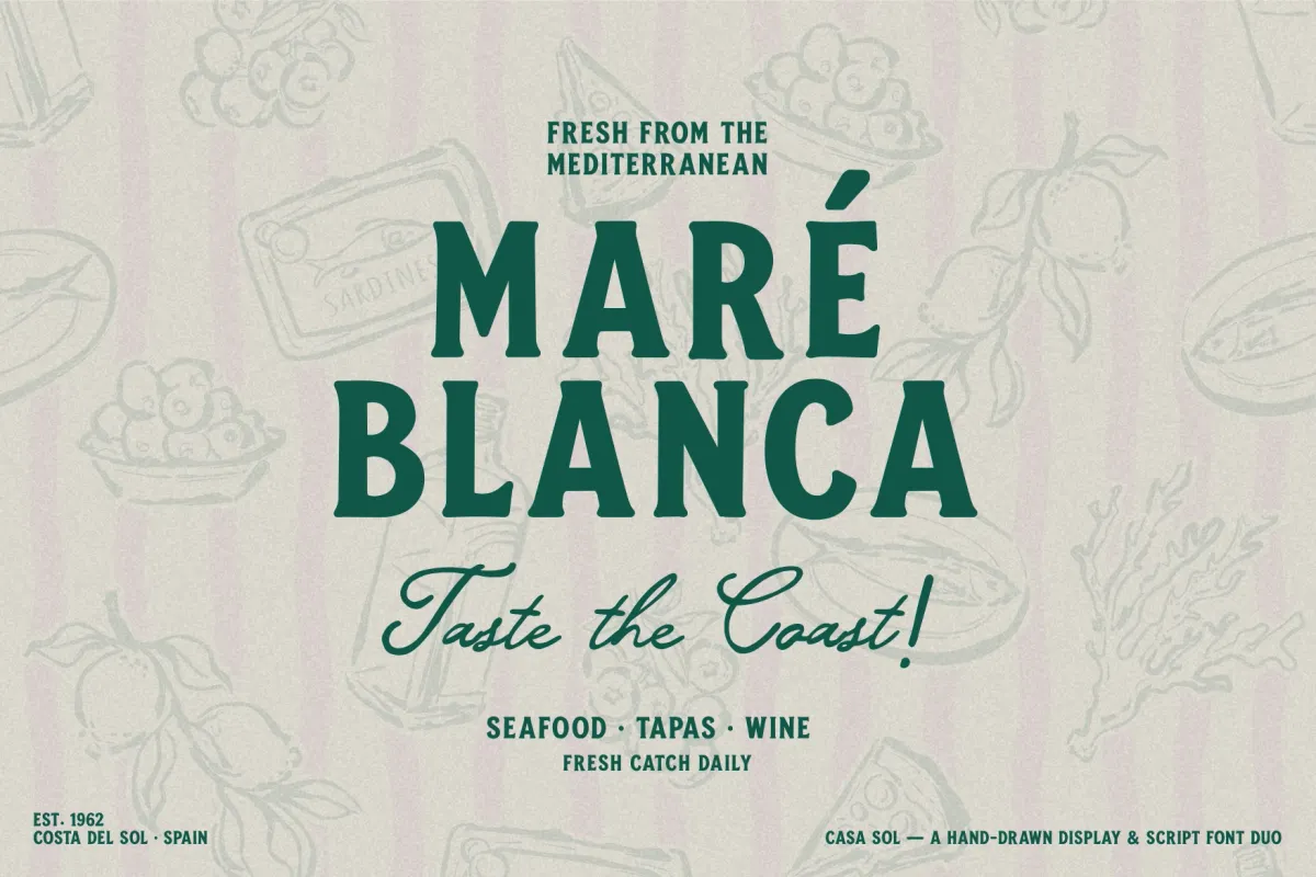 Casa Sol – Mediterranean Hand-Drawn Font Duo