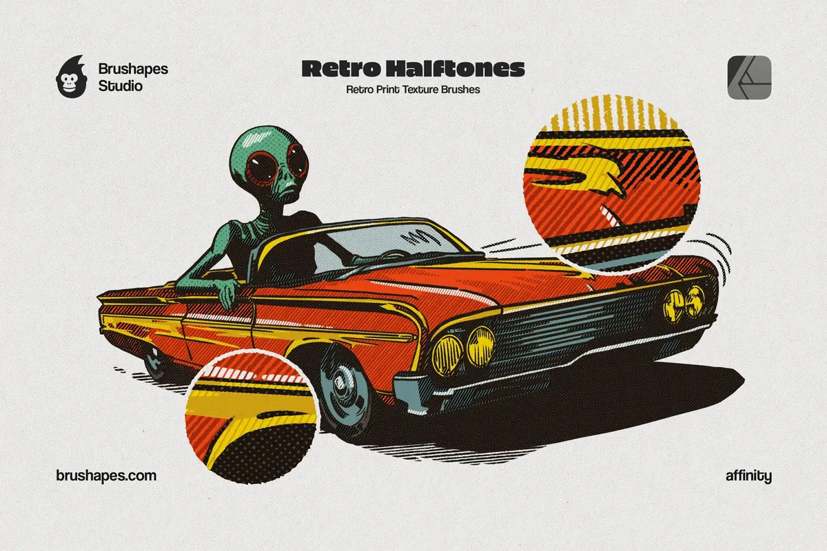 Retro Halftone Affinity Designer Brushes
