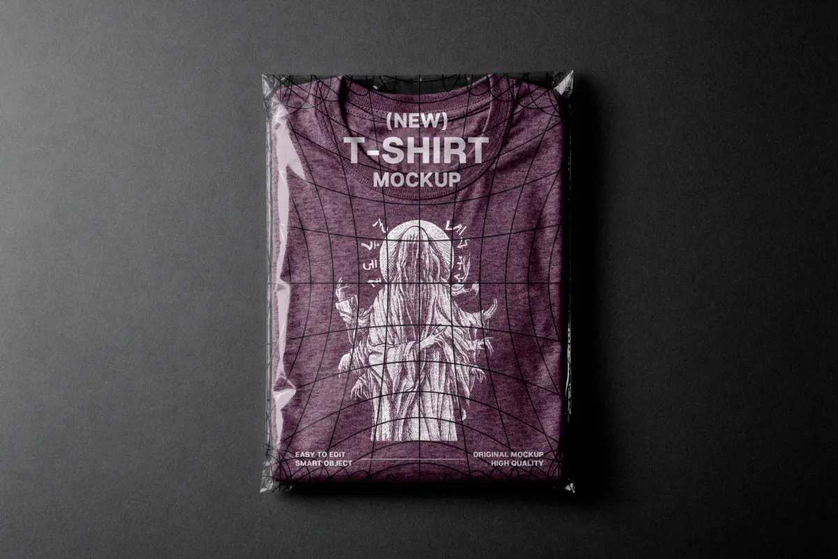 T-Shirt in Plastic Bag Mockup