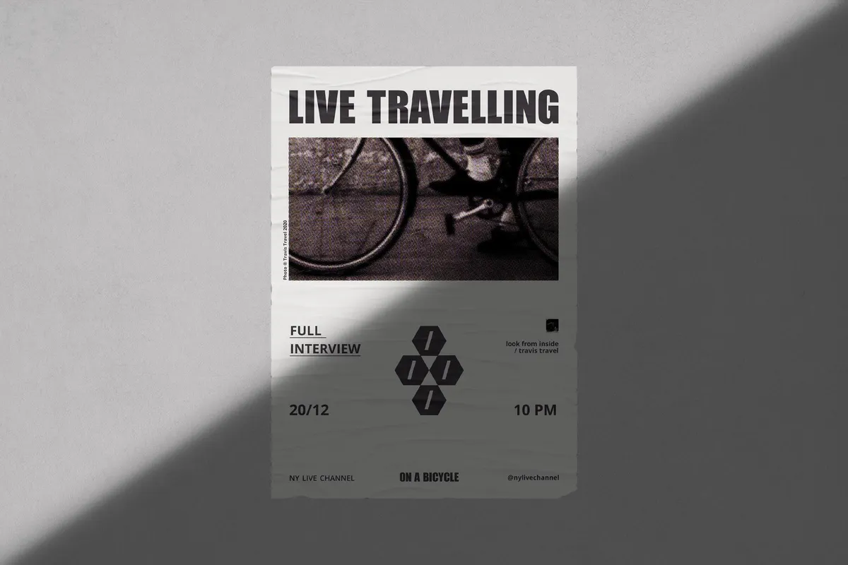Glued Poster Mockup with Shadow Overlay