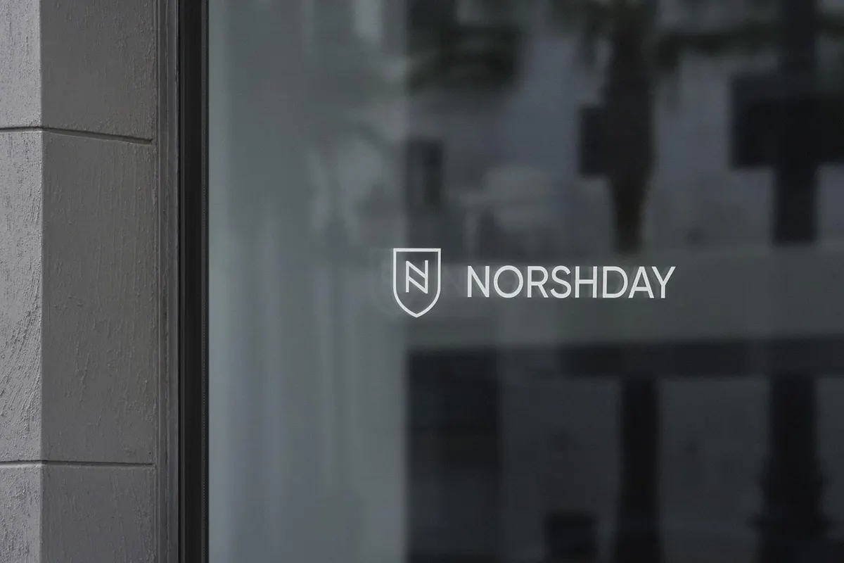 Minimal Office Logo on Glass Mockup