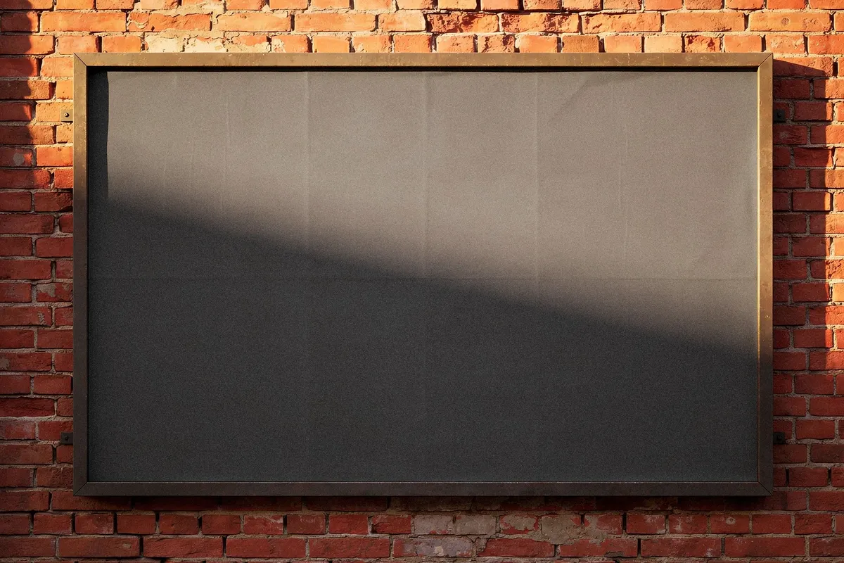 Horizontal Billboard Mockup on Brick Wall
