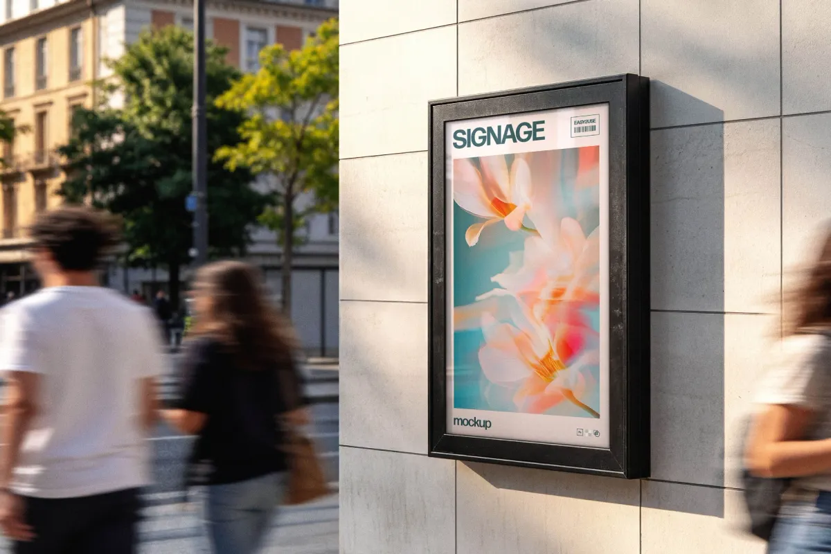 Framed Outdoor Signboard Mockup
