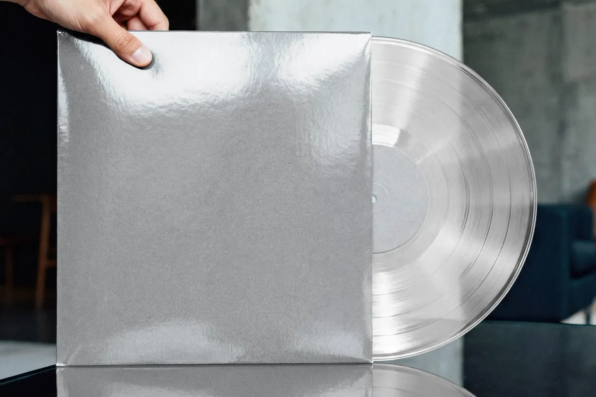 Vinyl Record Mockup with Sleeve and Clear LP