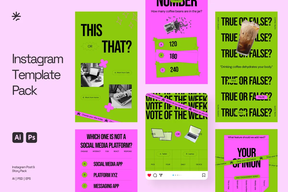 Instagram Q&A Template Pack for Adobe