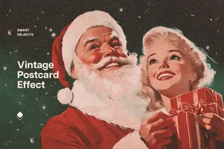 Vintage Christmas Postcard Effect