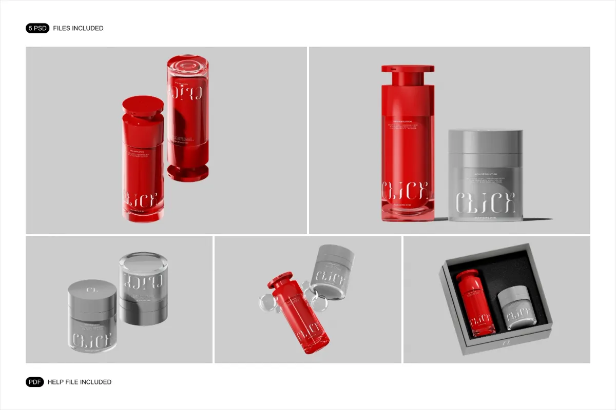 Cosmetic Bottle & Jar Mockup Set