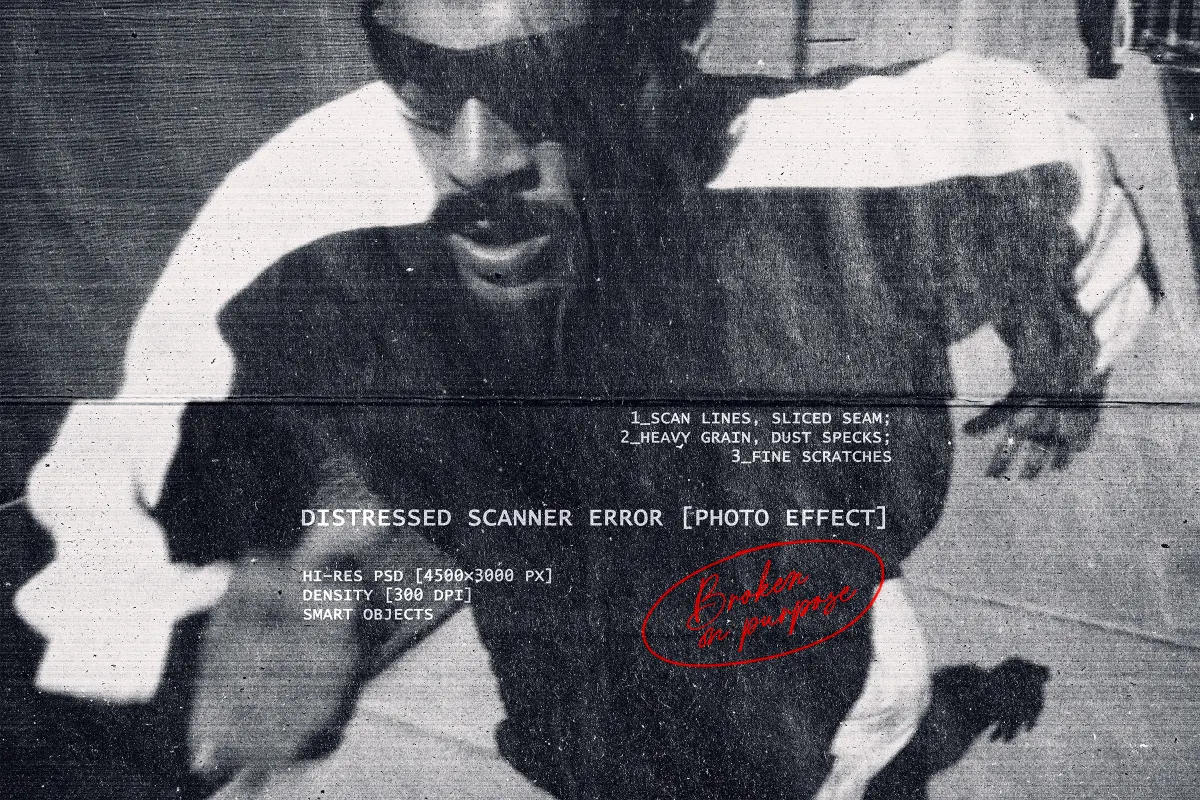 Distressed Scanner Error Photo Effect