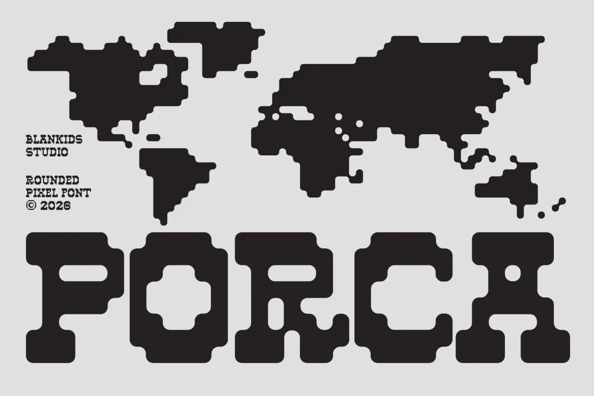 Porca - Rounded Pixel Display Font