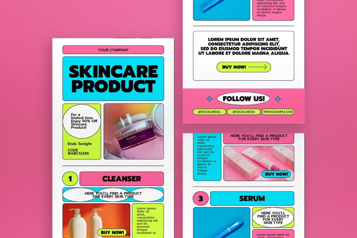 Blue And Pink Bold Skincare Product Newsletter