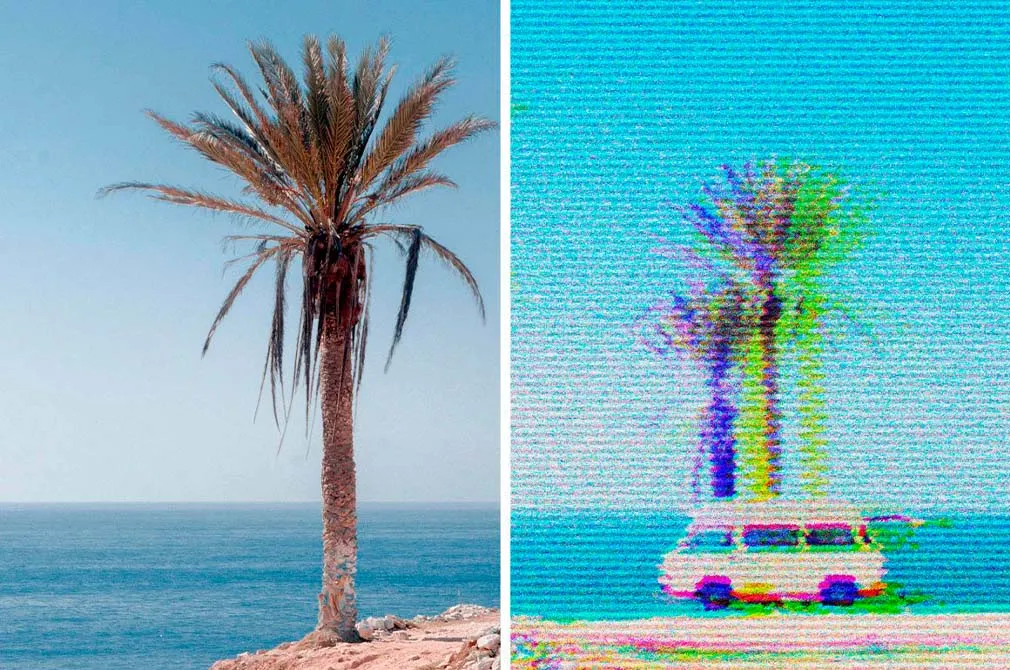 70s TV Glitch Photo Effect