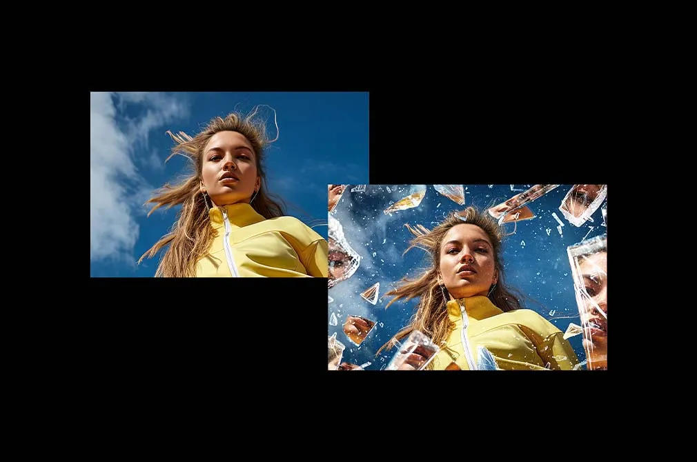 Broken Glass Fragments Photo Effect