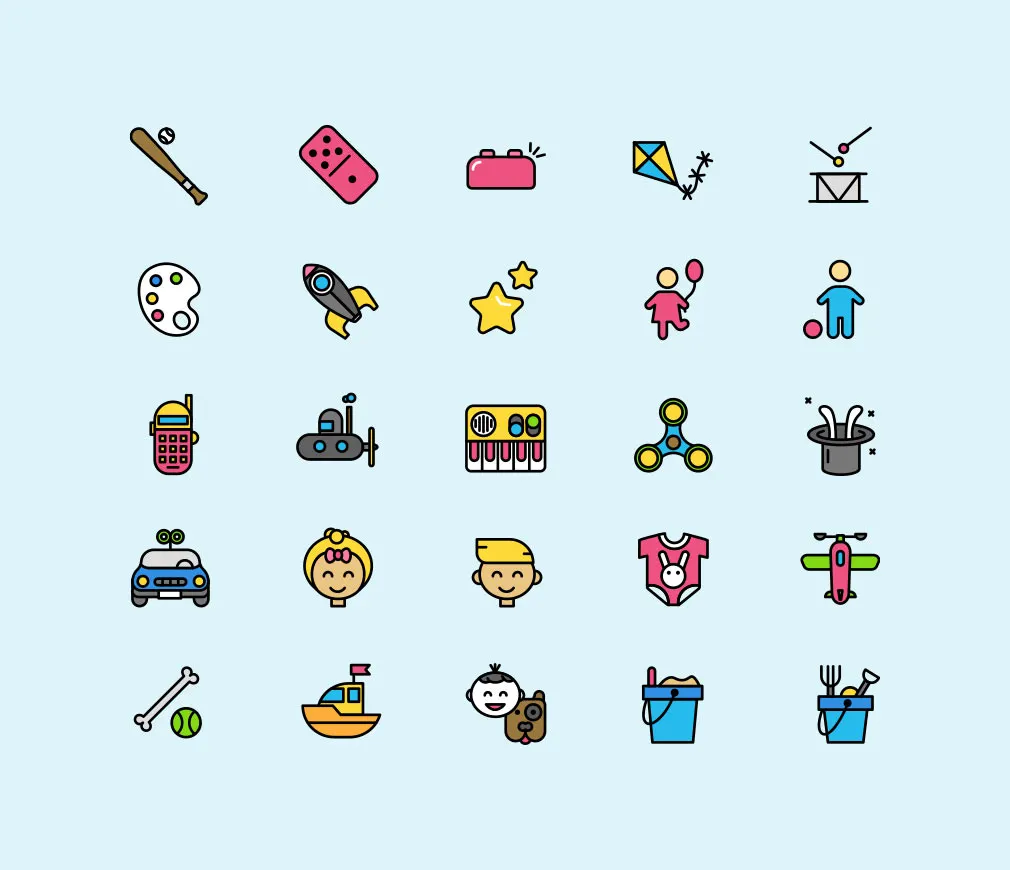 Childhood Flat Icons Set