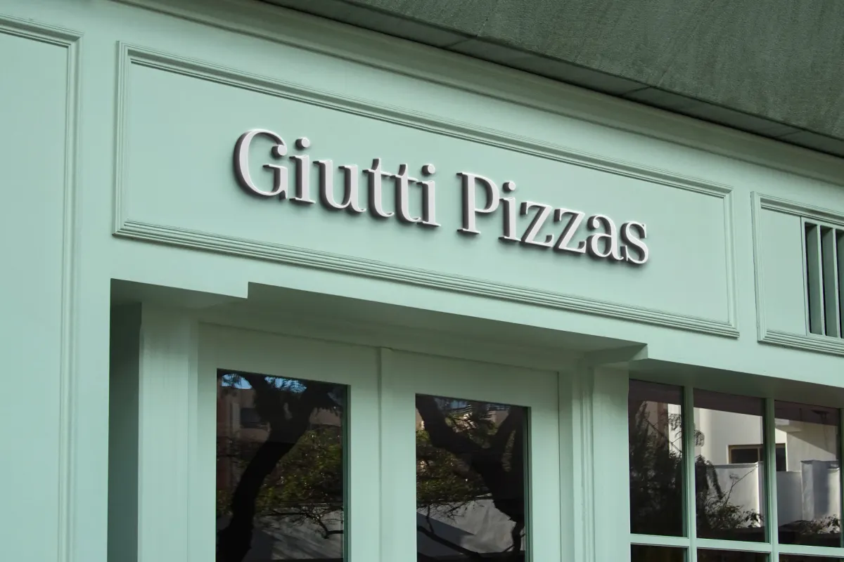 Luminous 3D Sign on Paneled Facade Mockup