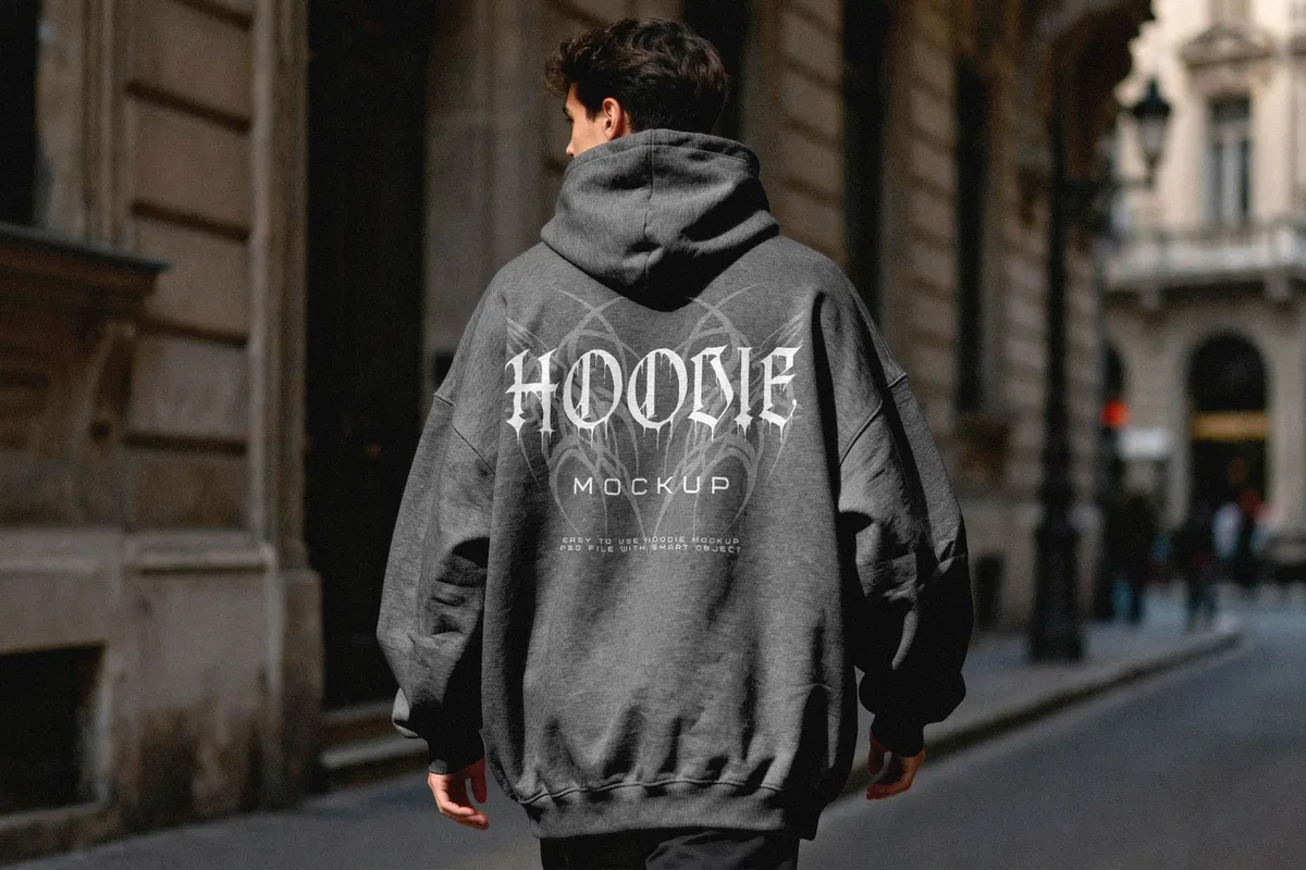 Oversize Hoodie Mockup Back View