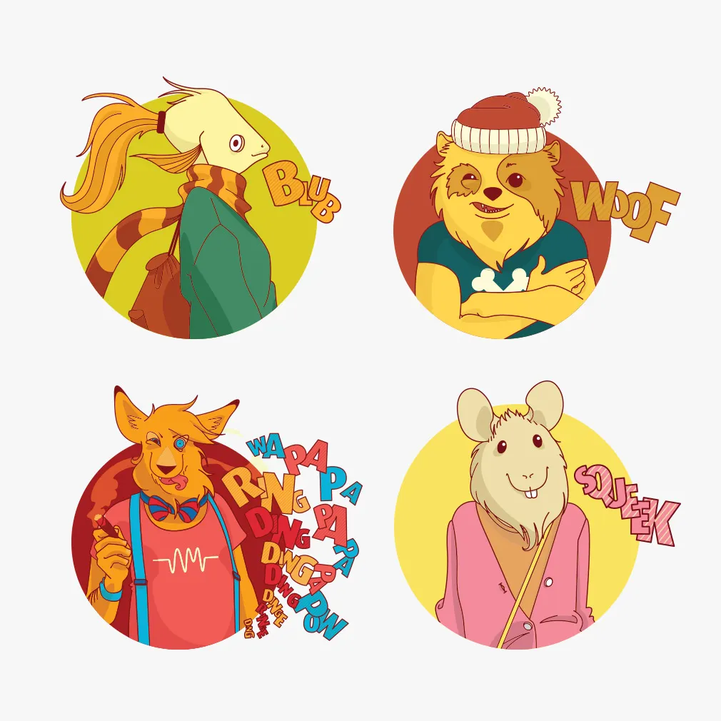 Animal Characters Vector Set