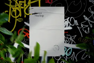 Ripped Poster Mockup: Graffiti Wall