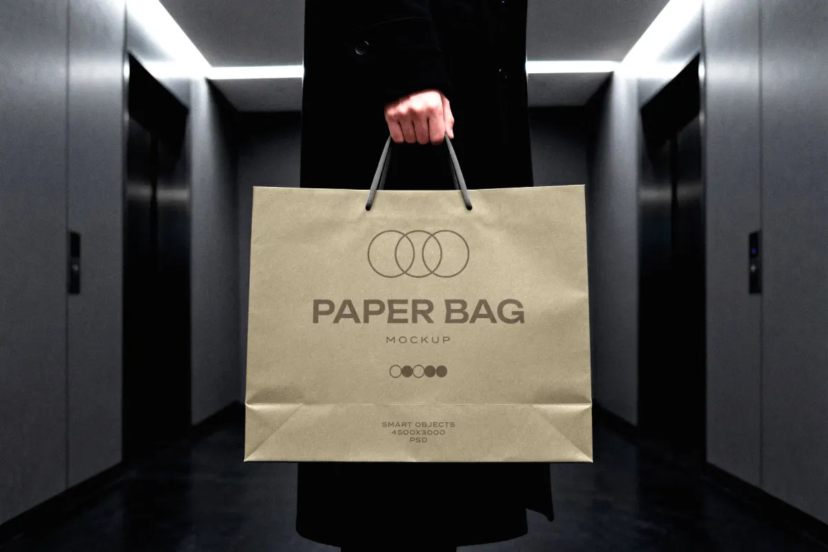 Shopping Bag Mockup with Overhead Light