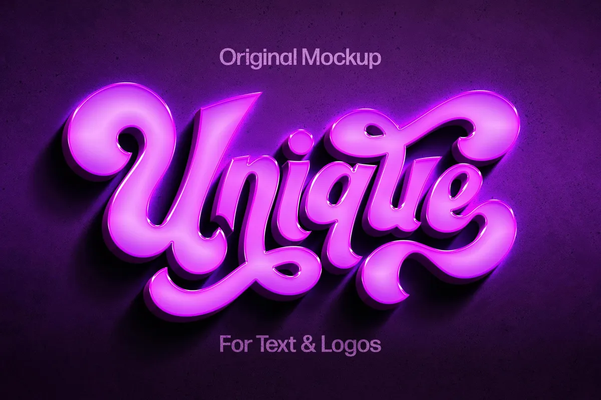 Lilac 3D Neon Wall Mockup
