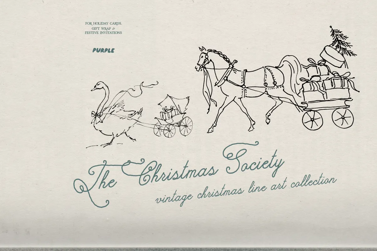 The Christmas Society. Vintage Christmas Line Art