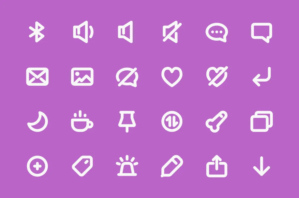 100 Bold Purple Line Icons