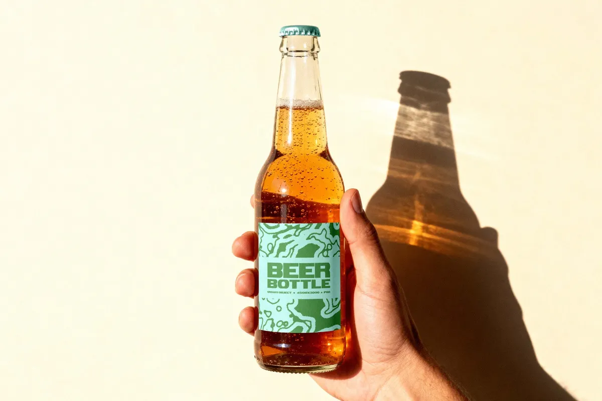 Beer Bottle Mockup in Hand