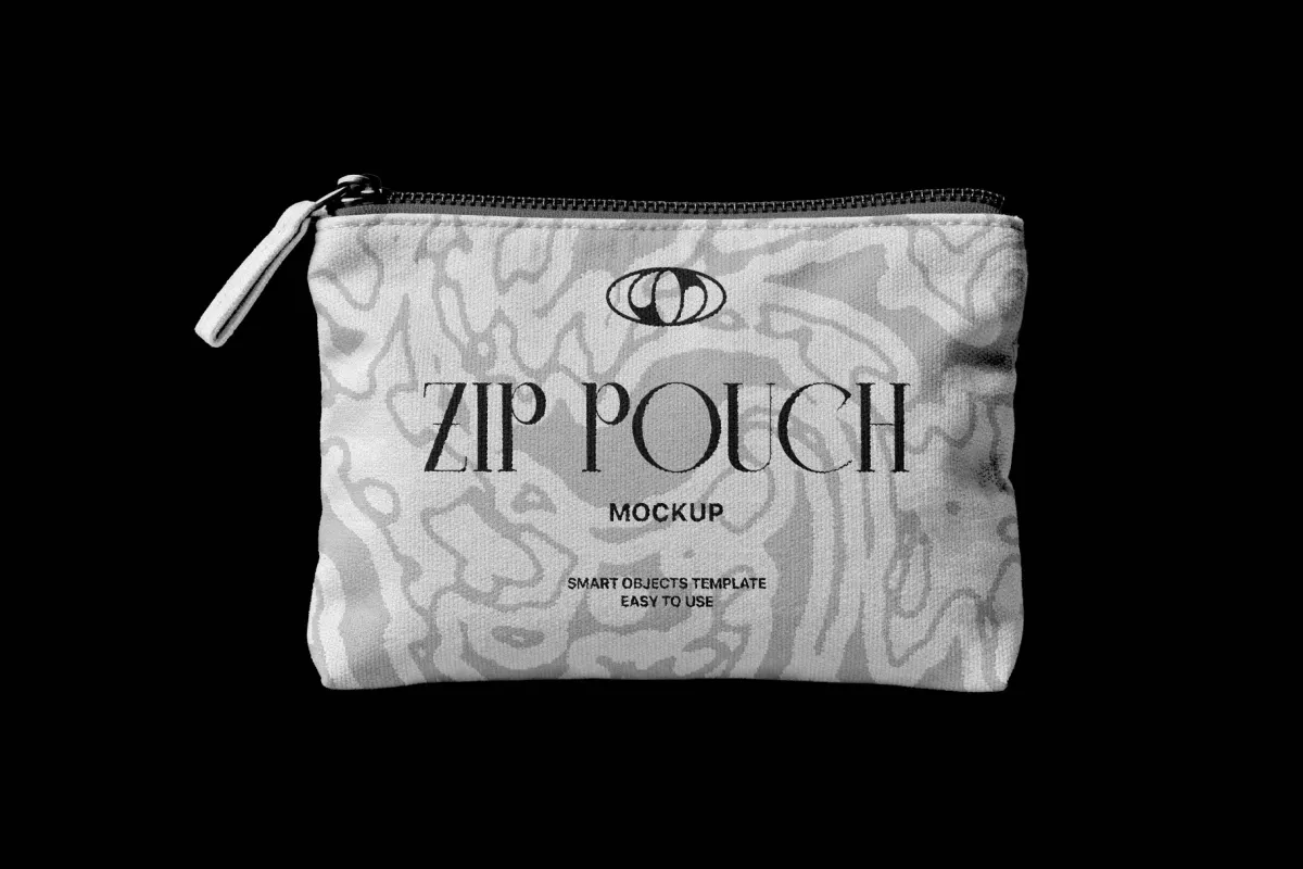 Fabric Pouch Mockup with Zipper