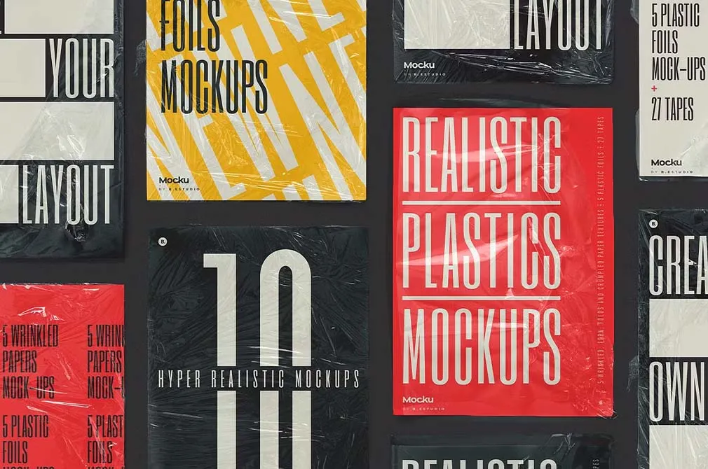 Wrinkled Papers & Plastics Mockups