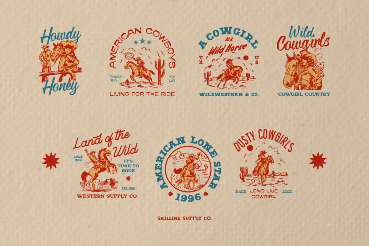 Wild Rodeo Illustrations & Badges