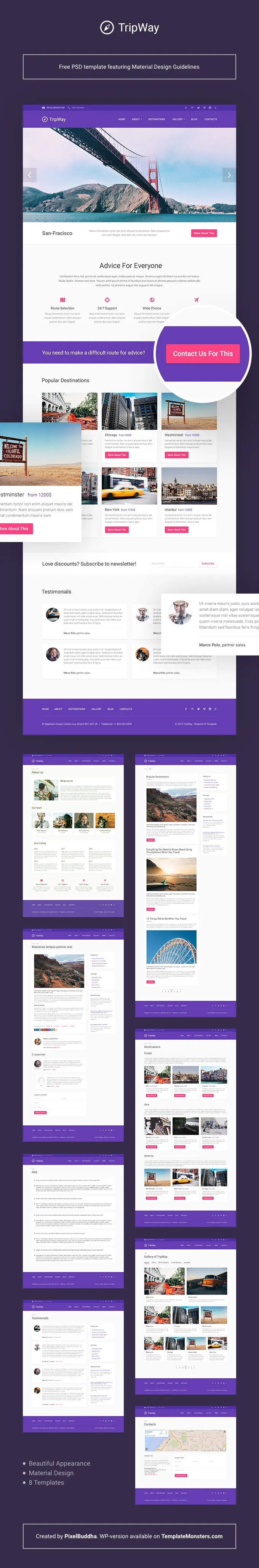 TripWay: Travel PSD Template