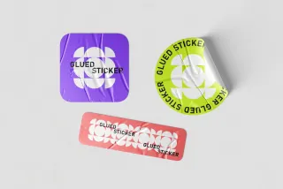 Glued Sticker Mockups