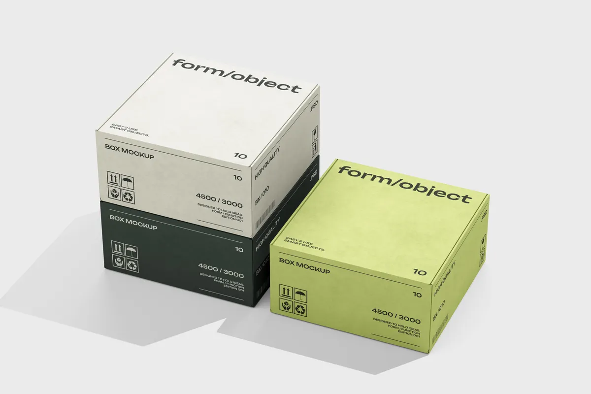 Three Square Boxes Mockup