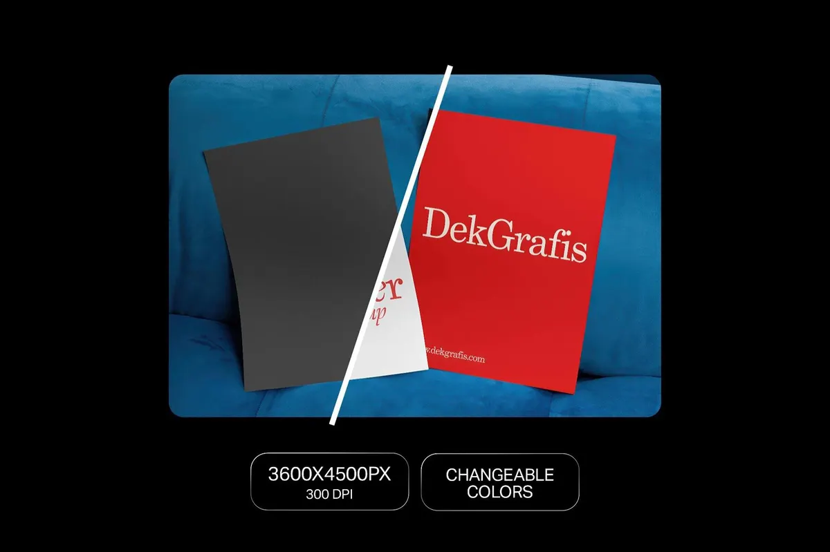 Velour Sofa A3 Posters Mockup