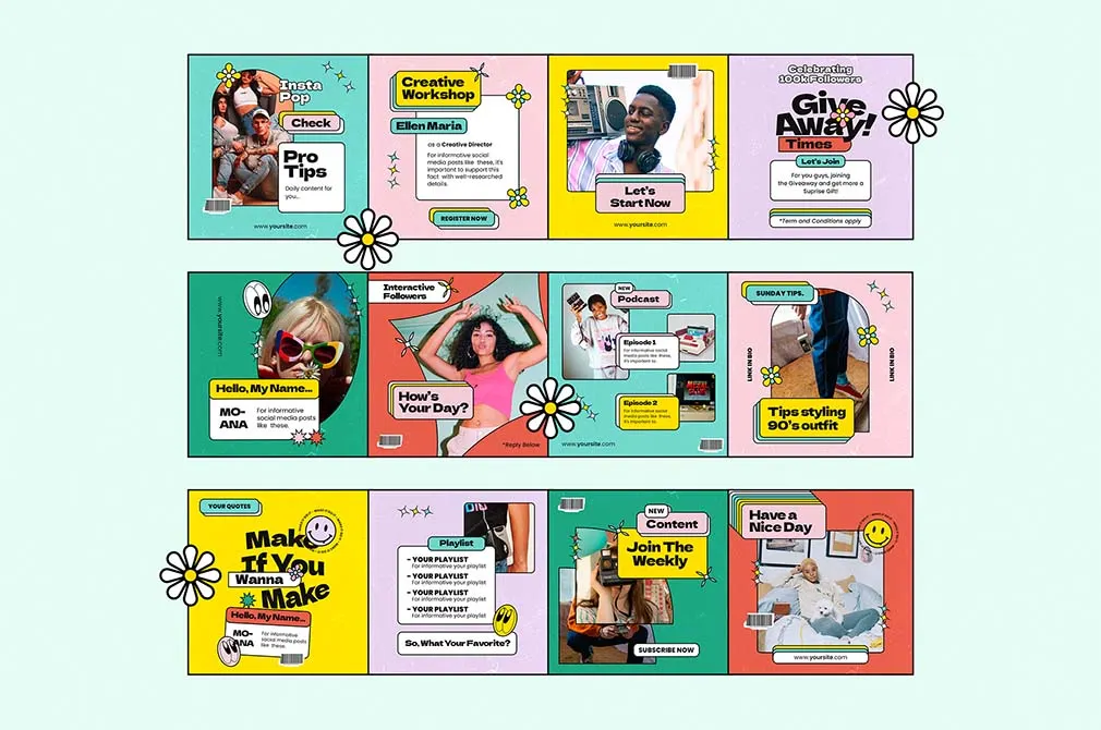 90s Pop Era Instagram Templates