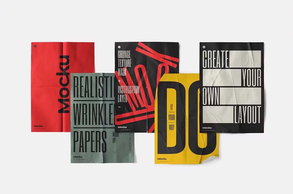 Wrinkled Papers & Plastics Mockups