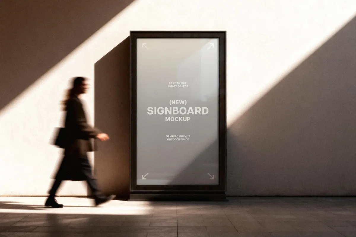 Outdoor Vertical Signboard Mockup