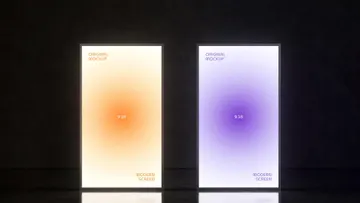 2 Glowing 9:16 Screens Mockup