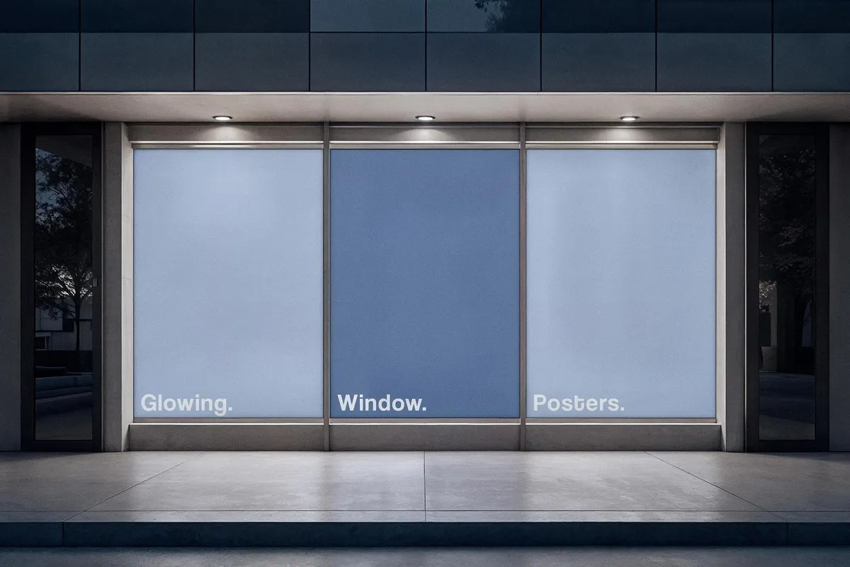Outdoor Glowing Posters Mockup