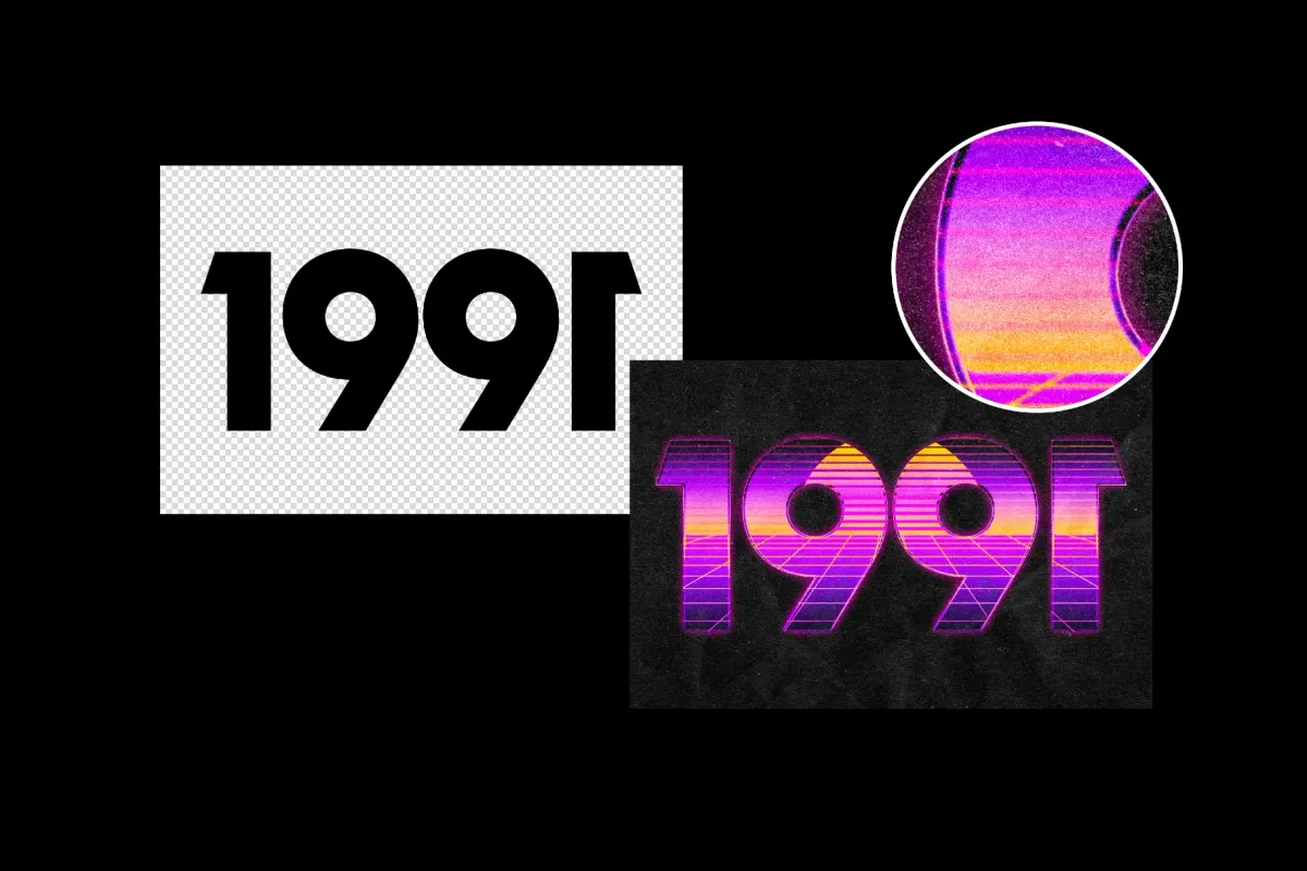 1991 Retro Chrome Text Effect