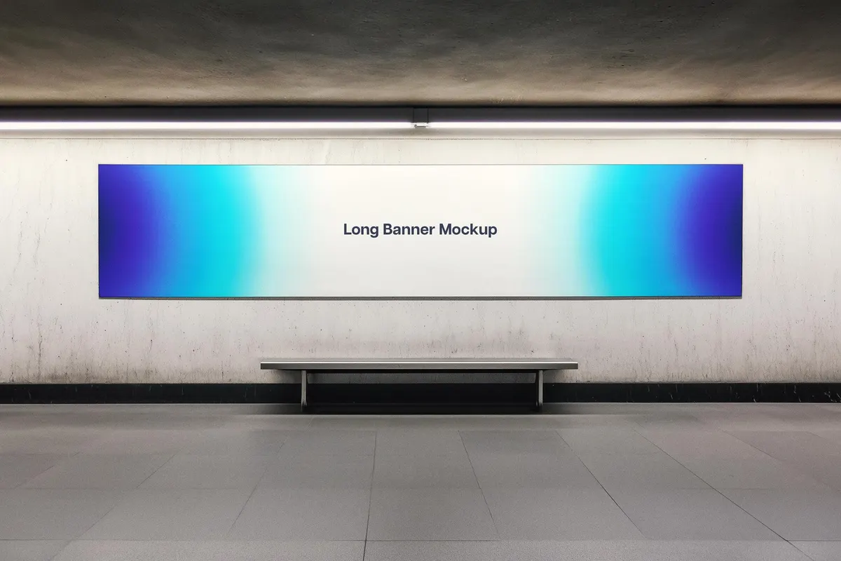 Long Wall Banner Mockup