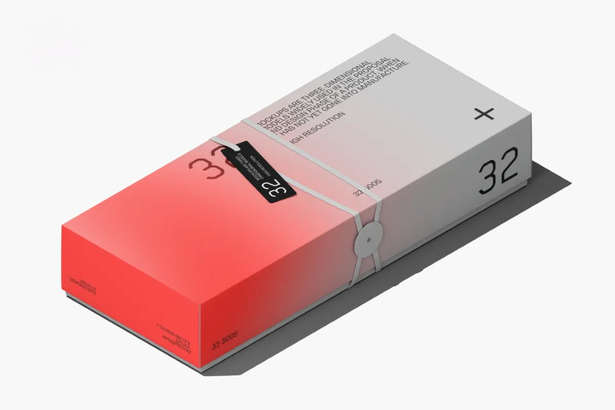 Angled Paper Box Mockup with Tag