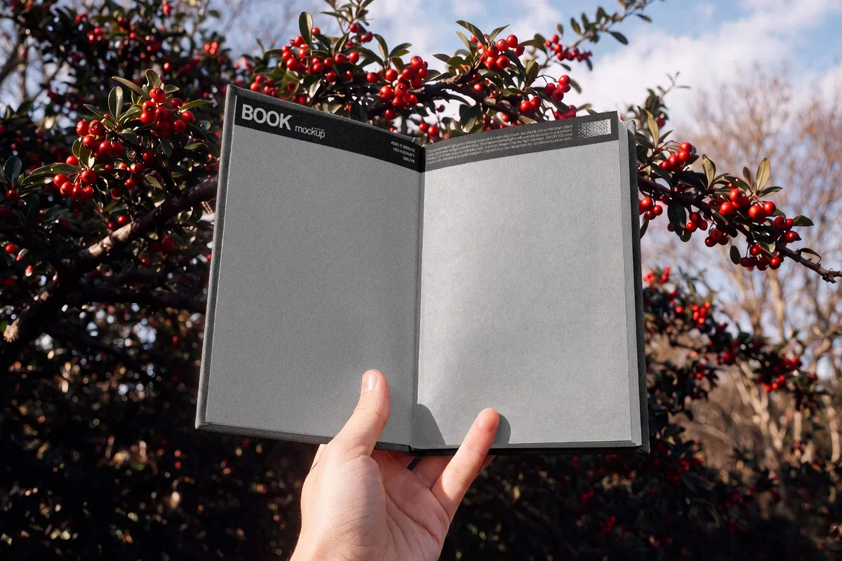Open Book Mockup in Hand