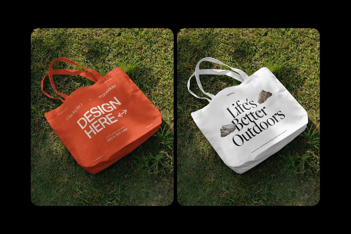 Tote Bag on Grass Mockup