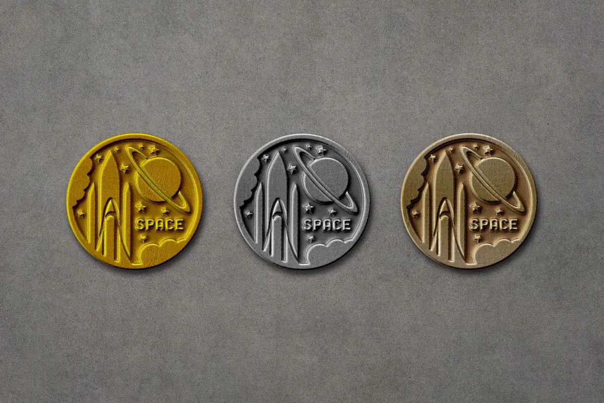 Metallic Pin Badge Mockup