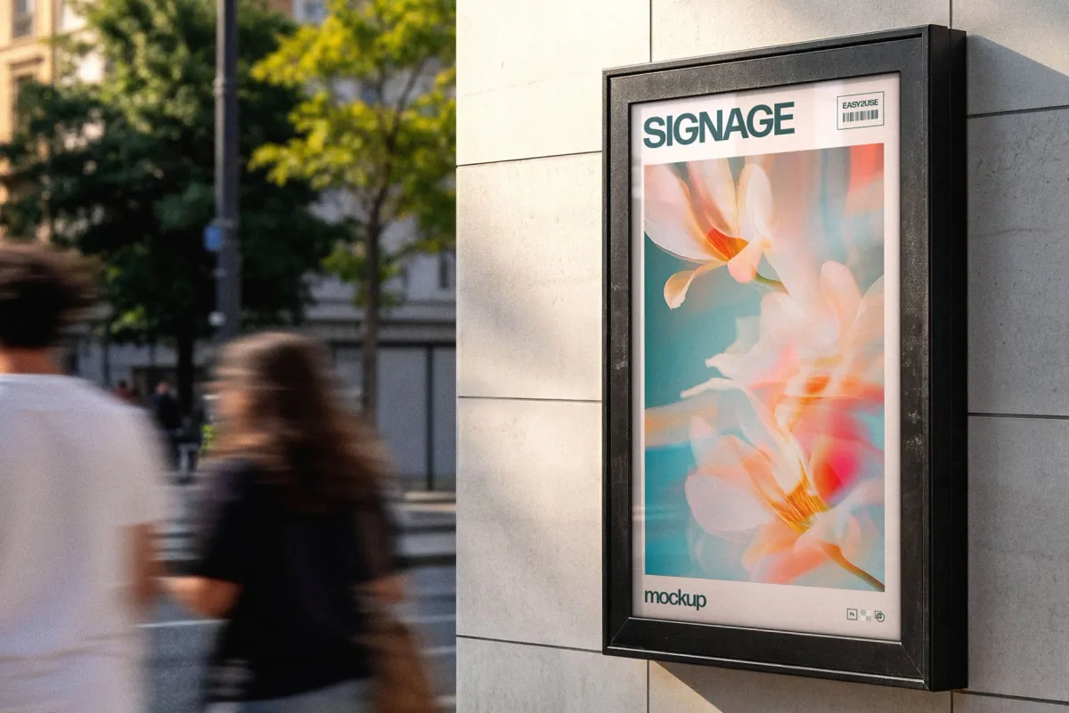 Framed Outdoor Signboard Mockup