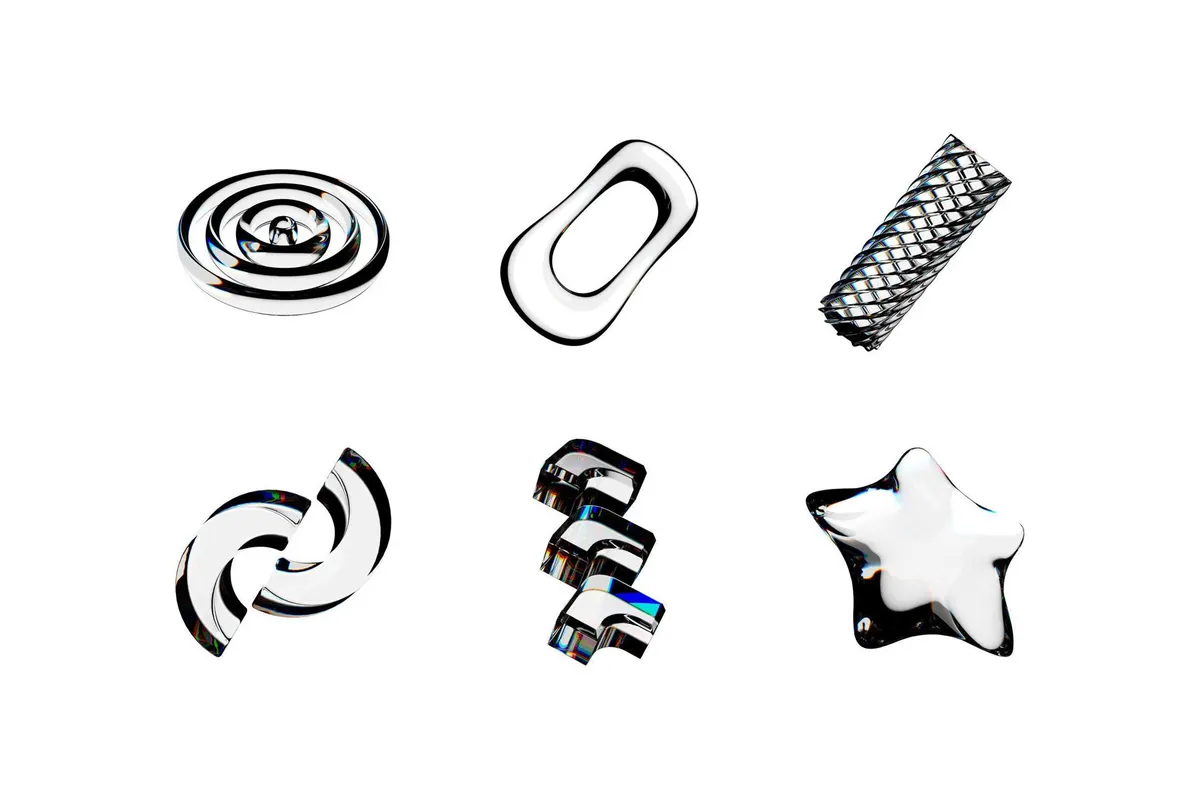 3D Glass Abstract Shapes